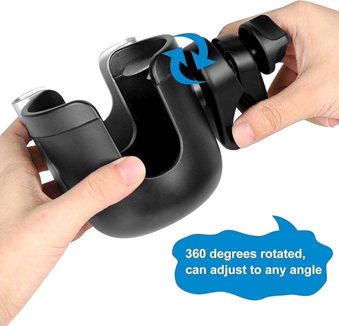 Accmor Stroller Cup Holder with Phone Holder, Bike Cup Holder, Universal Cup Holder for Uppababy Nuna Doona Strollers, 2-in-1 Cup Phone Holder for Stroller Bike Accessory