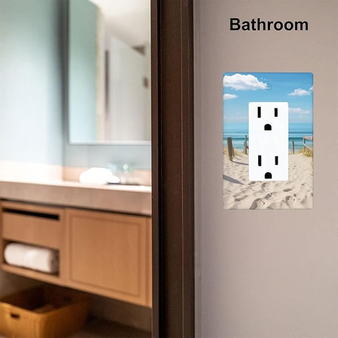 Summer Ocean Beach 1-Gang Rocker Wall Plate, Coastal Beach Theme Switch Plate for Bathroom, Beach House & Sunroom