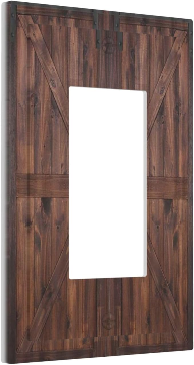 Rustic Barn Doors Vintage Brown Wood Plank Print Decorative Outlet Covers 1 Gang Single Rocker Light Switch Cover Plate Wall Plates GFCI Faceplate for Farmhouse Home Decor