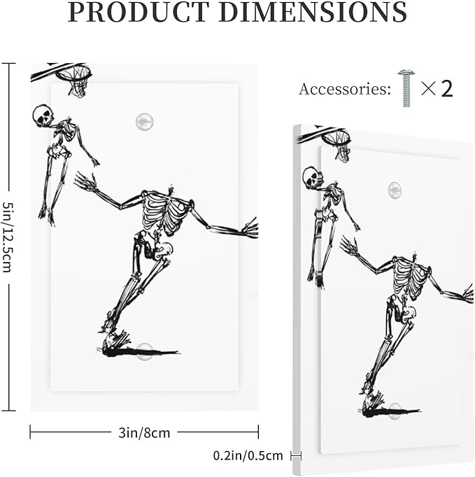 Light Switch Cover Plate Skeleton Basketball Funny Skull Stick Figure 1 Gang No Device Blank Electrical Wall Plates Faceplate Decorative Switch Plate For Home Office Decor