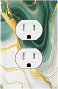 Outlet Covers Turquoise Marble Texture Golden Lines 1 Gang Duplex Light Switch Cover Decorative Switch Plates Electrical Receptacle Faceplate Wall Plate For Bed Room Bathroom Decor