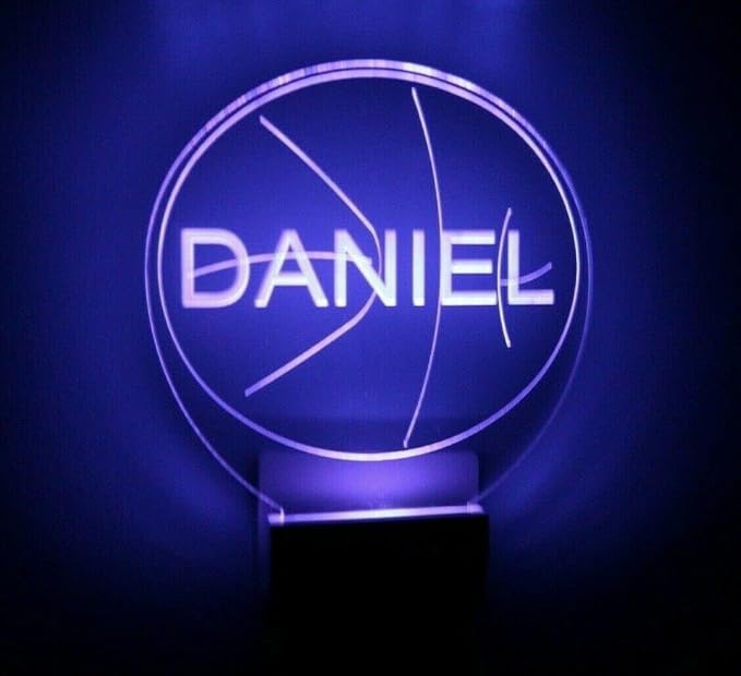 Night Light Multi Color Personalized LED Plug-in, Ultra-Slim Touch Night Light Smart Dusk to Dawn Sensor, Kids Children's Bedroom Kitchen Bathroom Hallway Play Room Variations (Basketball)