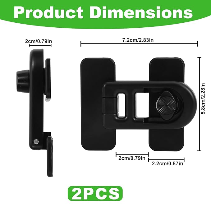 2pcs Child Safety Refrigerator Lock with Adhesive Pads, Childproof Fridge Lock for Kids Baby Cabinet Locks for Oven RV Doors Drawers (Black)