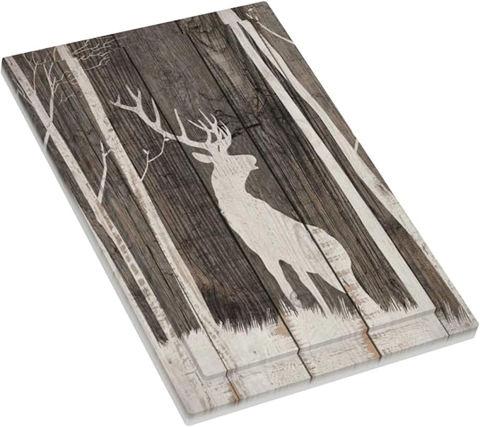 Vintage Wood Forest Deer Wildlife Animal Silhouette Light Switch Cover Plate 1 Gang No Device Blank Electrical Wall Plates Faceplate Decorative Switch Plate Covers for Farmhouse Home Decor
