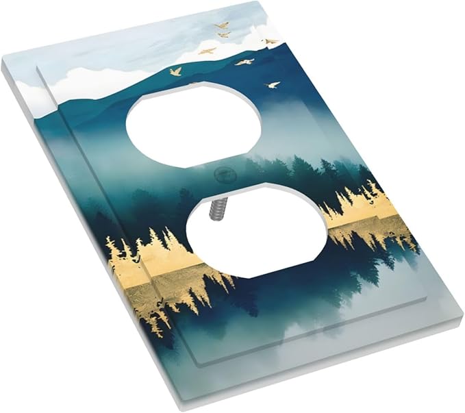 Mountains Landscape Lake Bird Reflection Outlet Covers 1 Gang Duplex Light Switch Cover Decorative Switch Plates Electrical Receptacle Faceplate Wall Plate for Bedroom Living Room Decor