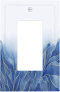 Light Switch Cover Plate Blue Gold Leaf Marble Modern Abstract 1 Gang Outlet Covers Single Rocker Decorative Switch plates Electrical Wall Plates GFCI Receptacle for Kitchen Bathroom Decor