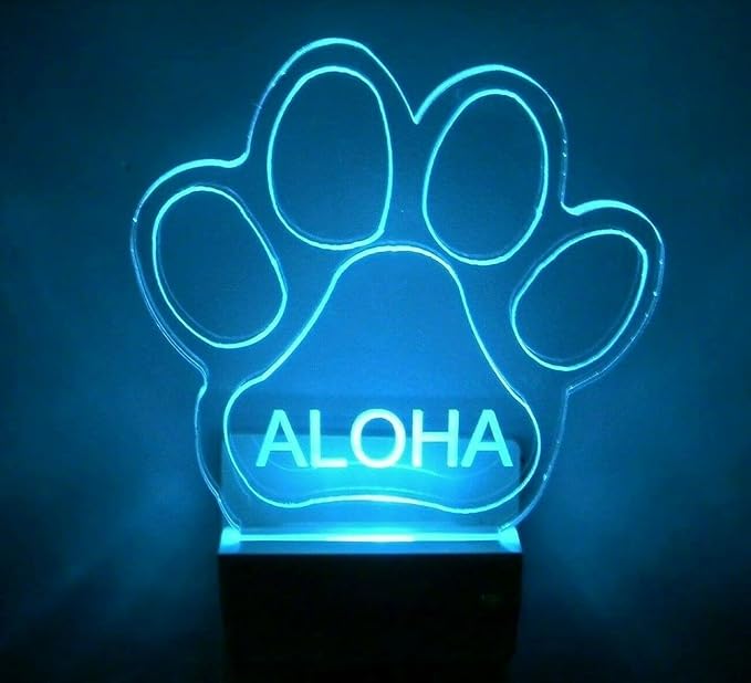 Night Light Multi Color Personalized LED Plug-in, Ultra-Slim Touch Night Light Smart Dusk to Dawn Sensor, Kids Children's Bedroom Kitchen Bathroom Hallway Play Room Variations (Paw Print)