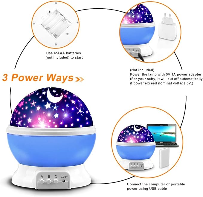 Star Projector Night Light for Kids, Kid Night Light Projector with Glow in The Dark Stars, Nightlight for Kids Room Decor, Gifts for 3 4 5 6 Year Old Boys Birthday Toys Blue