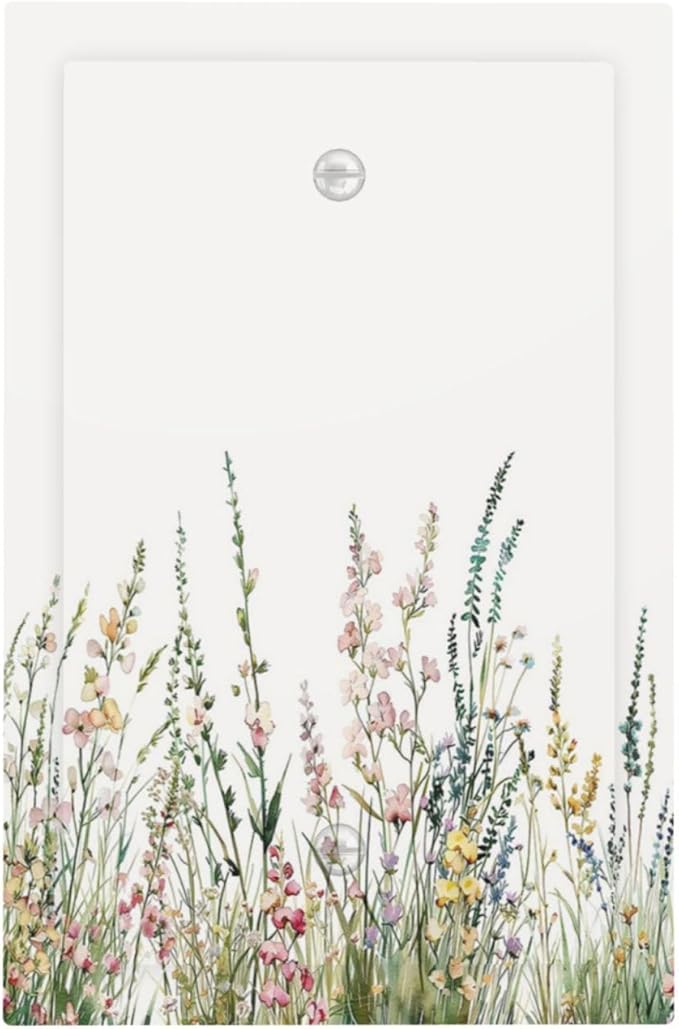 Light Switch Cover Plate Boho Wildflower Green Leaves Rustic Floral Botanical 1 Gang No Device Blank Electrical Wall Plates Faceplate Decorative Switch Plate for Bedroom living Room Decor