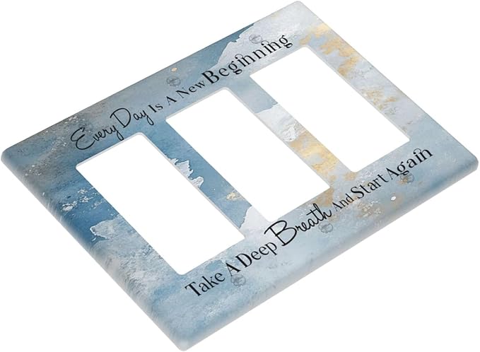 Decorative Outlet Covers Motivational Quotes Blue Abstract Texture 3 Gang Light Switch Cover Plate Triple Rocker Wall Plates for Electrical Outlets Switch Plate Covers for Home Decor