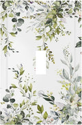 Eucalyptus Sage Green Leaf Plant Floral Decorative Light Switch Cover 1 Gang Single Toggle Device Electrical Faceplate Switchplates Decorator Outlet Wall Plate for Bedroom Living Room Decor