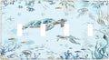 Light Switch Covers Teal Blue Ocean Sea Turtle Seabed Plants Quad Toggle 4 Gang Wall Plate Electrical Faceplate Decorative Switch Plates for Bathroom Kids room Decor