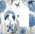 Blue Floral Hydrangea Floral Butterfly Flower Plant Outlet Covers 1 Toggle 1 Rocker Combination Decorative Wall Plate Electrical Switch Plates Light Switch Cover Plate for Bedroom Living Room Decor