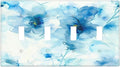 Watercolor Flower Blue White Large Floral Leaf Plants Light Switch Covers Quad Toggle Electrical Faceplate 4 Gang Wall Plate Decorative Switch Plates Cover for Bedroom Living Room Decor