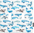 Whale Double Toggle Light Switch Cover, Blue Ocean Sea Whales Coastal 2-Gang Wall Plate, Decorative Electrical Switchplate for Bathroom Bedroom Nautical Home Decor