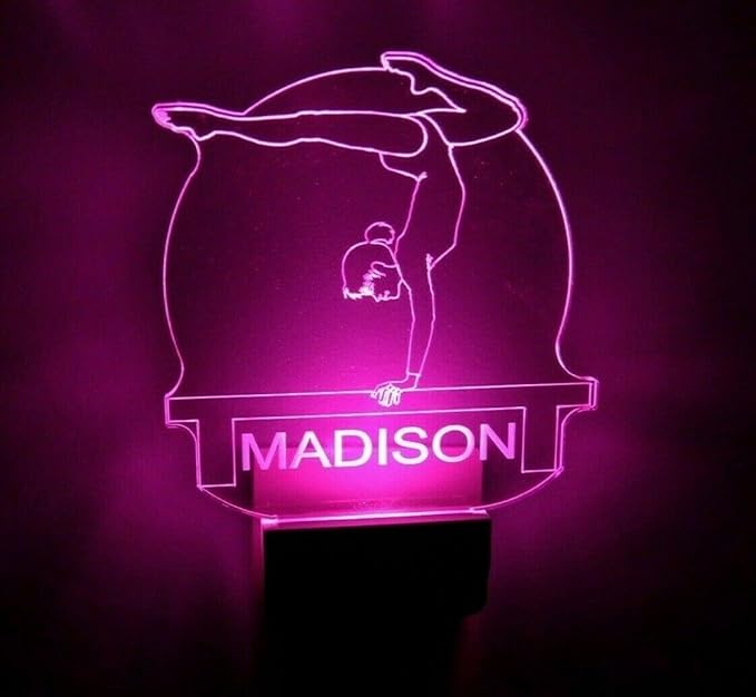 Night Light Multi Color Personalized LED Plug-in, Ultra-Slim Touch Night Light Smart Dusk to Dawn Sensor, Kids Children's Bedroom Kitchen Bathroom Hallway Play Room Variations (Gymnasts Gymnastics)