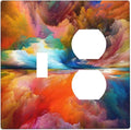 Decorative Outlet Covers Colorful Sunset Watercolor Clouds 2 Gang Wall Plate Single Toggle Duplex Light Switch Cover Switch Plate Covers Faceplate for Bedroom Home Decor