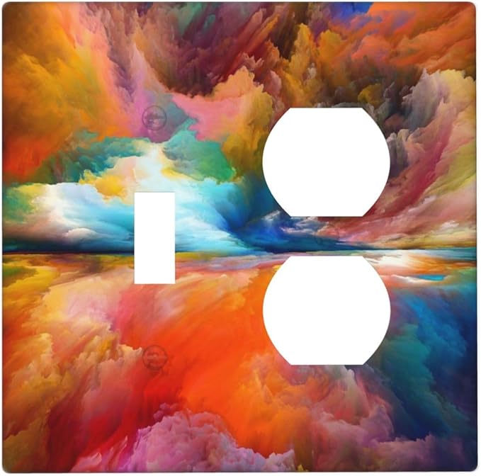 Decorative Outlet Covers Colorful Sunset Watercolor Clouds 2 Gang Wall Plate Single Toggle Duplex Light Switch Cover Switch Plate Covers Faceplate for Bedroom Home Decor