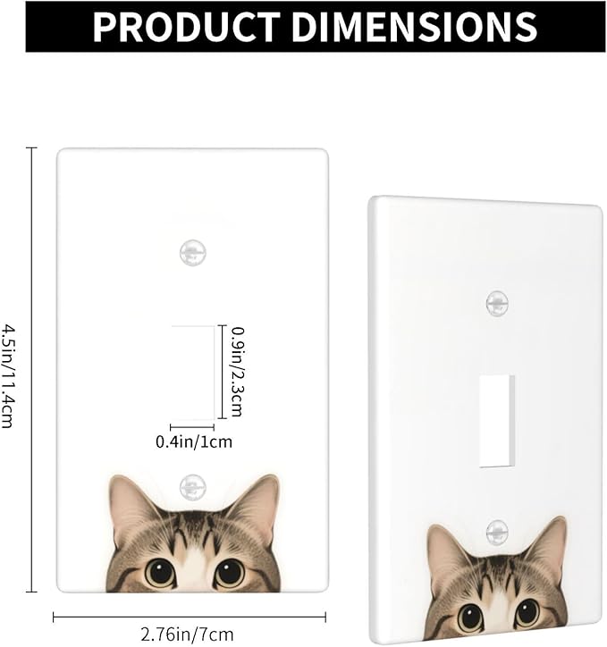 Cat Single Toggle Wall Plate Decorative 1 Gang Light Switch Covers Electrical Switchplate Home Decorate Faceplat for Bathroom Bedroom Kitchen Room 4.5 x 2.76 Inch