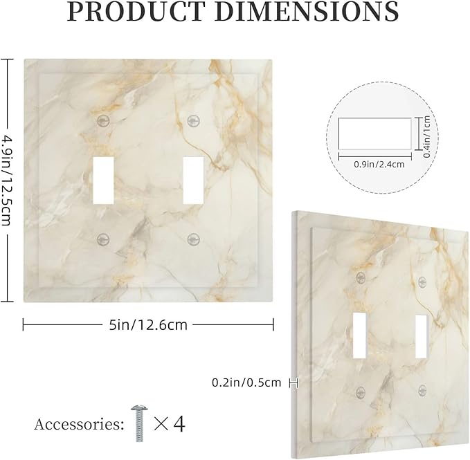 Light Switch Cover Plate Beige Gold Marble Abstraction Morden Art 2 Gang Double Toggle Decorative Switch Plates Plug Cover Wall Plates Electrical Faceplate for Kitchen Bathroom Decor