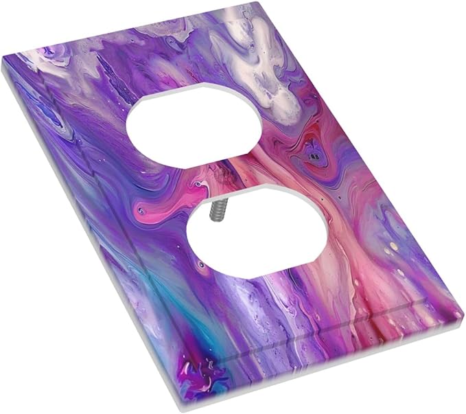 Liquid Marble Modern Abstract Texture Abstract Purple Paint Wall Art Outlet Covers 1 Gang Duplex Electrical Receptacle Faceplate Light Switch Cover Wall Plate Decorative Switch Plates for Living Room