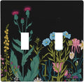 Boho Flowers Colorful Floral Double Light Switch Cover Plates Decorative 2 Gang Wall Plate Double Toggle Lightswitch Cover