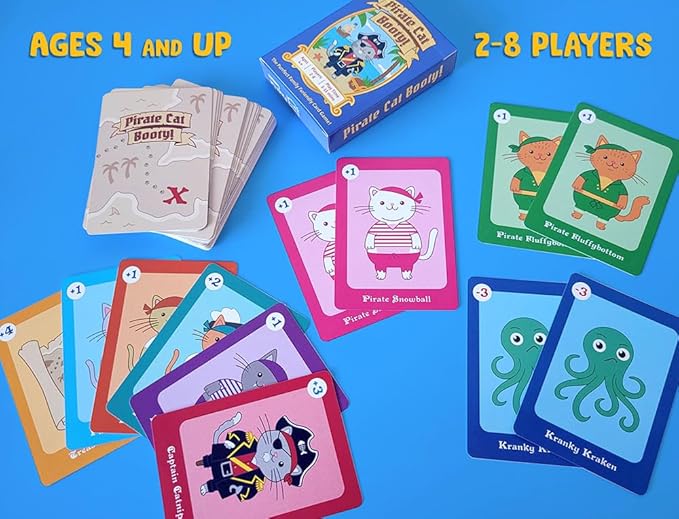 Pirate Cat Booty! A Fun Family Card Game for Kids and Adults Ages 4 and up, 2-8 Players