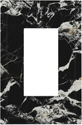 Black Marble Patterns Low Key Luxurious Decorative Outlet Covers 1 Gang Single Rocker Light Switch Cover Plate Wall Plates GFCI Faceplate for Bathroom Kitchen Decor