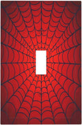 Red Spider Web Black Line Simplicity Decorative Light Switch Cover 1 Gang Single Toggle Device Electrical Faceplate Switchplates Decorator Outlet Wall Plate For Kids Room Home Decor