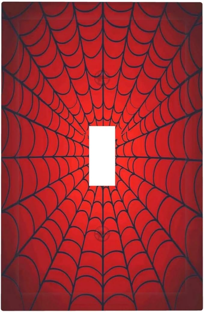 Red Spider Web Black Line Simplicity Decorative Light Switch Cover 1 Gang Single Toggle Device Electrical Faceplate Switchplates Decorator Outlet Wall Plate For Kids Room Home Decor