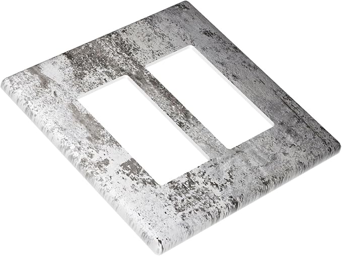 Outlet Covers Gray White Speckled Weathered Concrete Wall 2 Gang Double Rocker Light Switch Cover Plate Decorative Wall Plate GFCI Socket Cover Electrical Switch Plate Covers for Bedroom Home