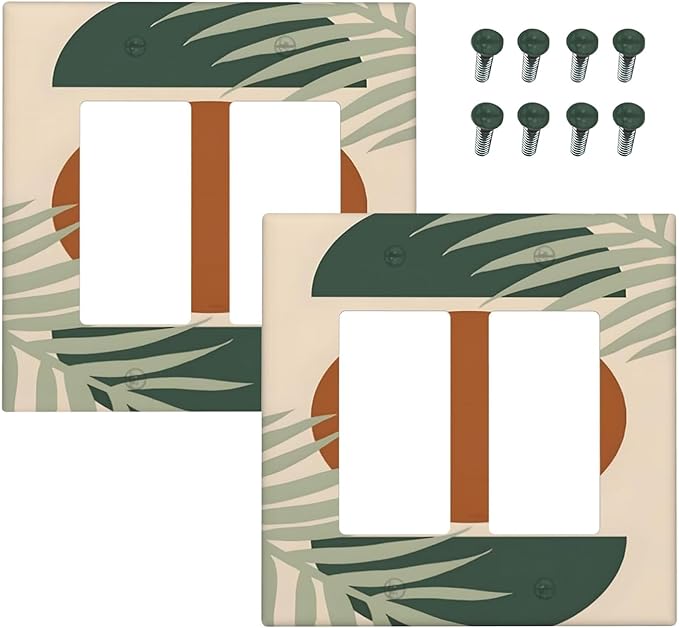 Outlet Covers Vintage Boho Sun Leaf 1 Gang Duplex Light Switch Cover Plate Decorative Wall Plates Electrical Switchplate Receptacle for Bathroom Bedroom Decor（2 Pack）