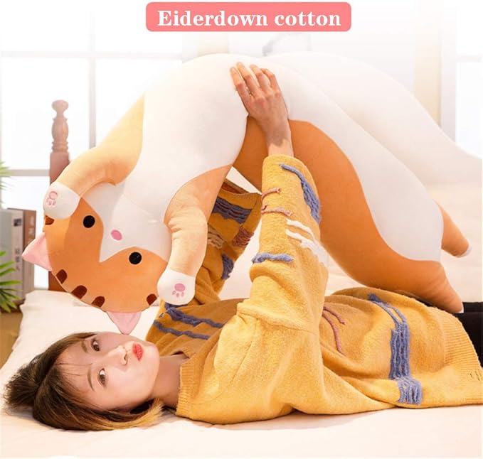 shangman Lovely Plush Cat Doll Cute Cartoon Soft Stuffed Kitten Long Throw Sleeping Pillow , Toy Gift for Kids Girlfriend Multiple Size (Brown,90cm/35.4in)