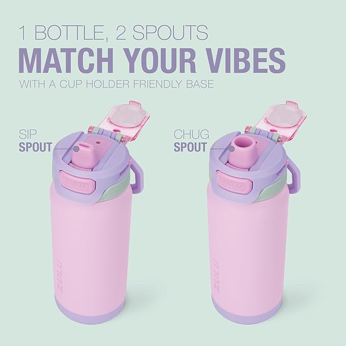 ZULU Powerfill Pro 18oz Kids Stainless Steel Water Bottle with Quick Fill Lid, Triple Wall Vacuum Insulated, Leak Proof Locking Lid, Sip & Chug, Reusable, BPA Free, Dishwasher Safe, Sweet Sorbet