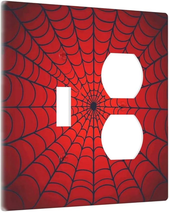 Red Spider Web Black Line Simplicity Wallplates 1 Toggle 1 Duplex Switch Plate Electrical Gfci Faceplate Decorative Light Switch Covers For Kids Room Home Decor
