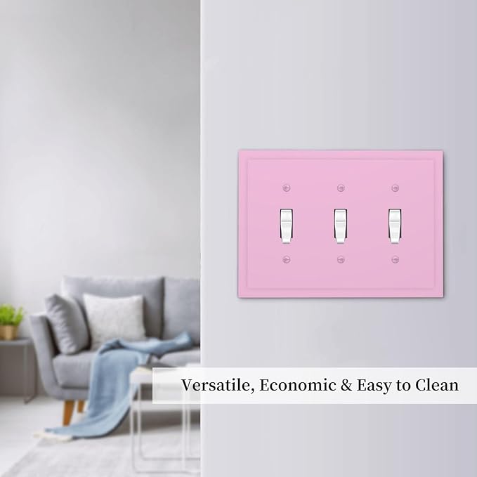 Decorative Romantic Light Purple 3 Gang Toggle Wall Plate, Multicolored Watercolor Colorful Solid Violet Lavender Purple Triple Device Outlet Light Switch Cover Electrical Switch Face Wallplate Cover