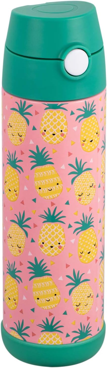 Snug Insulated Kids Water Bottle with Straw & Spout – Double-Wall Stainless Steel, Leakproof, Easy-Flip Lid – For School, Travel, Toddlers & Big Kids - Pineapple, 17oz
