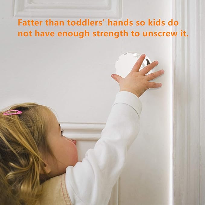 Door Knob Safety Cover, 4 Pack Baby Safety Door Handle Cover, Screw Thread Design, Reusable, Reliable Solution to Prevent Kids from Popping Off the Covers