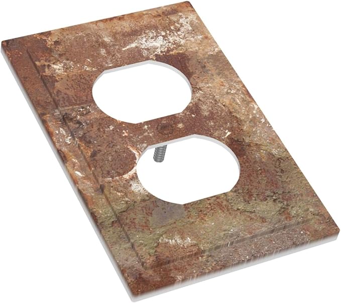 Outlet Covers Shabby Old Aged Rusty Antique Brass Metal 1 Gang Duplex Light Switch Cover Decorative Switch Plates Electrical Receptacle Faceplate Wall Plate For Farmhouse Cabin Decor