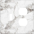 White And Gray Marble Patterns Texture Abstract Print Wallplates 1 Toggle 1 Duplex Switch Plate Electrical GFCI Faceplate Decorative Light Switch Covers for Bathroom Kitchen Decor