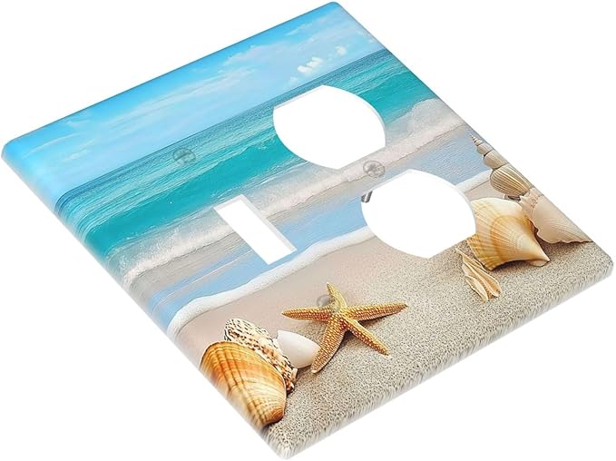 Wallplates Seashells Beach Starfish Scallop 1 Toggle 1 Duplex Switch Plate Electrical Gfci Faceplate Decorative Light Switch Covers For Bathroom Home Decor