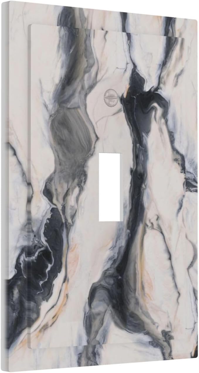 Abstract Marble Textured Modern Luxury Print Decorative Light Switch Cover 1 Gang Single Toggle Device Electrical Faceplate Switchplates Decorator Outlet Wall Plate for Bathroom Kitchen Decor