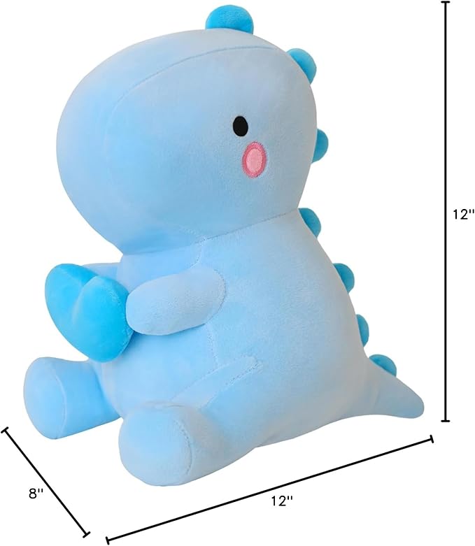 SQEQE Dinosaur Stuffed Animal, Loving Soft Dino Plush Toys with Holding Heart, Sweet Romantic Anniversary Birthday Gift for Her Girls Boys Girlfriend(Blue,12 inch)