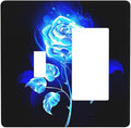 Blue Golden Rose Flower 2 Gang Single Toggle/Rocker Combination Light Switch Cover Decorative Wall Plate Cover Electrical Faceplate Art Oil Painting Decor