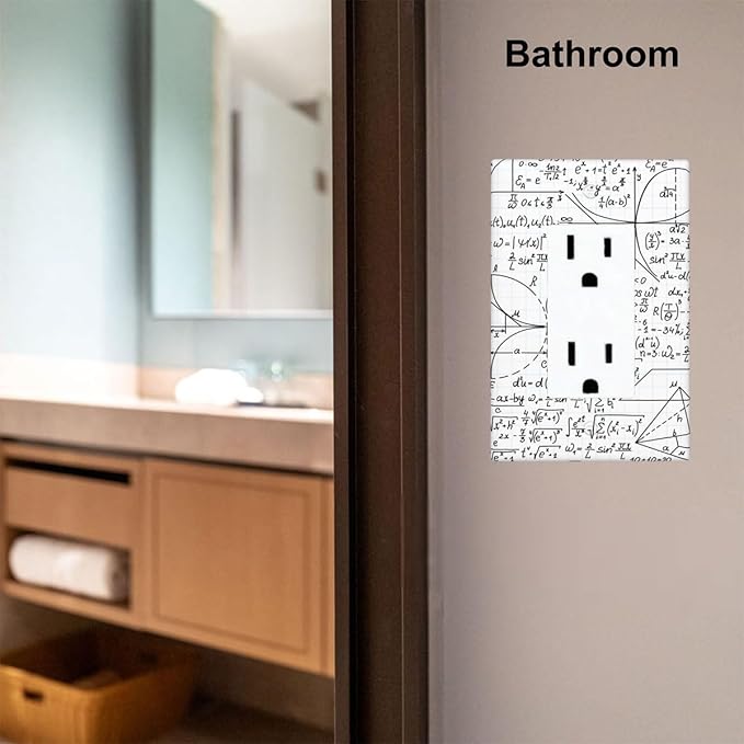 Math Formula 1-Gang Rocker Wall Plate, White Mathematics Switch Plate for Kids Room, Classroom, Study Room & Office