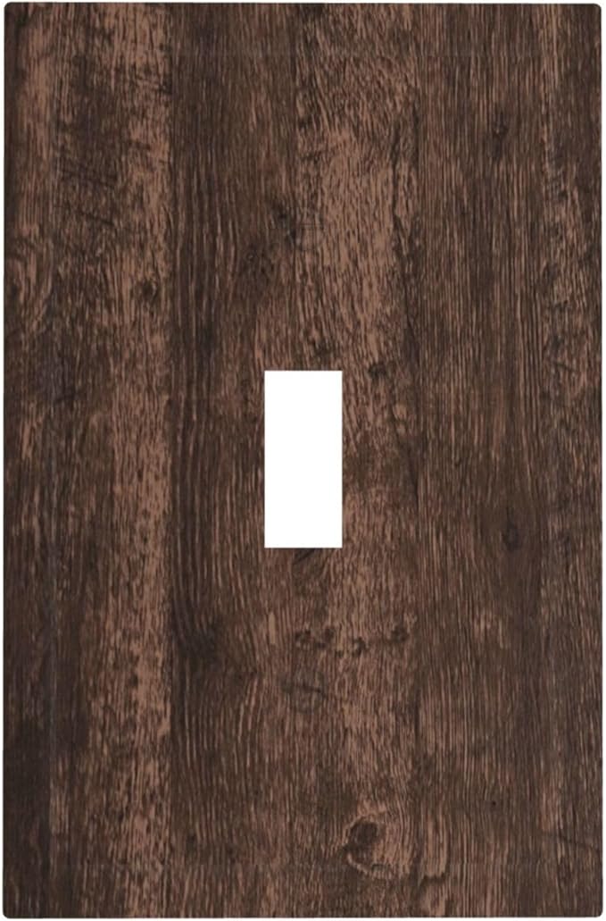 Brown Dark Wood Plank Rustic Vintage Print Decorative Light Switch Cover 1 Gang Single Toggle Device Electrical Faceplate Switchplates Decorator Outlet Wall Plate for Farmhouse Home Decor