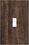 Brown Dark Wood Plank Rustic Vintage Print Decorative Light Switch Cover 1 Gang Single Toggle Device Electrical Faceplate Switchplates Decorator Outlet Wall Plate for Farmhouse Home Decor