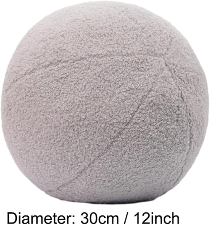 12 Inch Round Hugging Pillow Plush Toy Soft Plushies Throw Pillows Kids' First Ball Plush Toys for Home Decor Or Gift for Kids and Lovers (Gray)