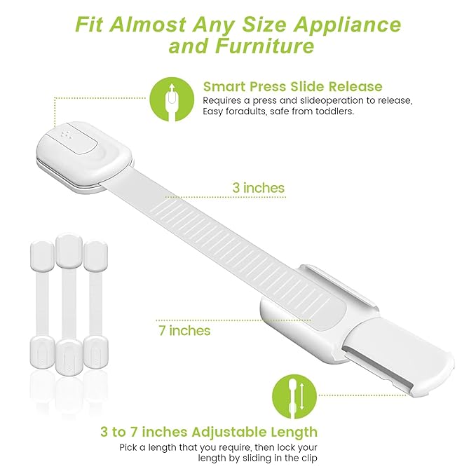 Matenf Child Proof Cabinet Locks (4 Packs), Baby Toddlers Locks for Drawers, Refrigerator Safety Latches for Kids Pets, Durable Safe ABS Material Strong Adhesive, No Drill Tool Needed Easy to Use