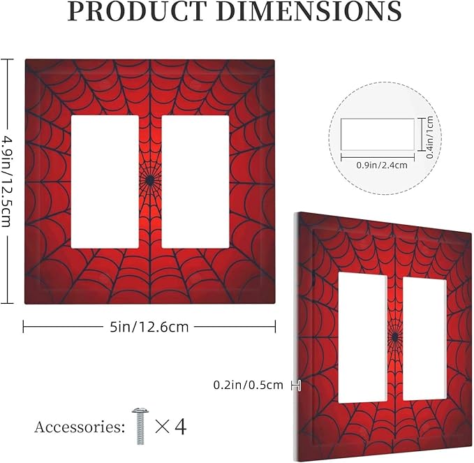Red Spider Web Black Line Simplicity Decorative Outlet Covers 2 Gang Double Gfci Rocker Electrical Wall Panels Light Switch Cover Plate For Kids Room Home Decor